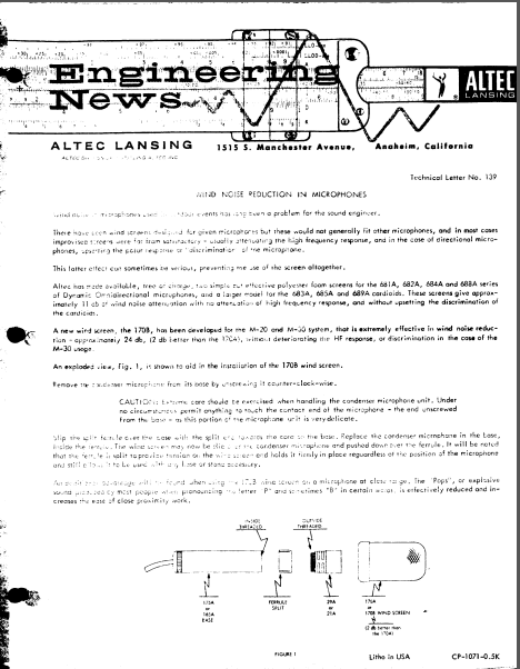 ALTEC TL-139 Noise Reduction Microphones Engineering News