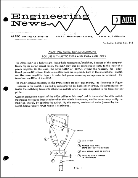 ALTEC TL-140 Adapting Microphones and Amplifiers Engineering News