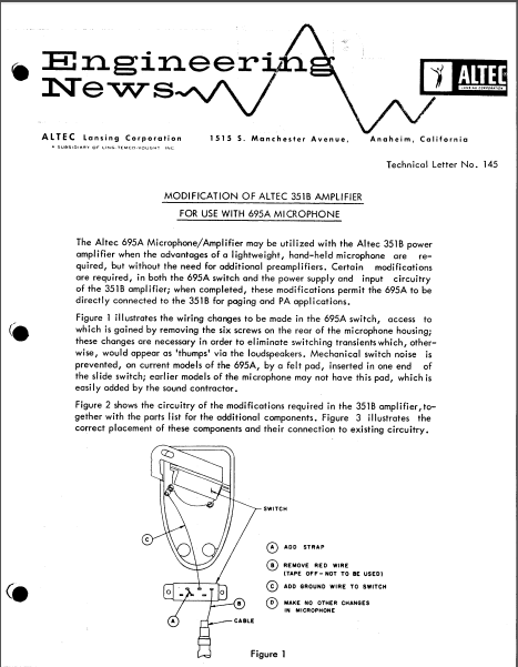 ALTEC TL-145 Microphones and Amplifiers Engineering News