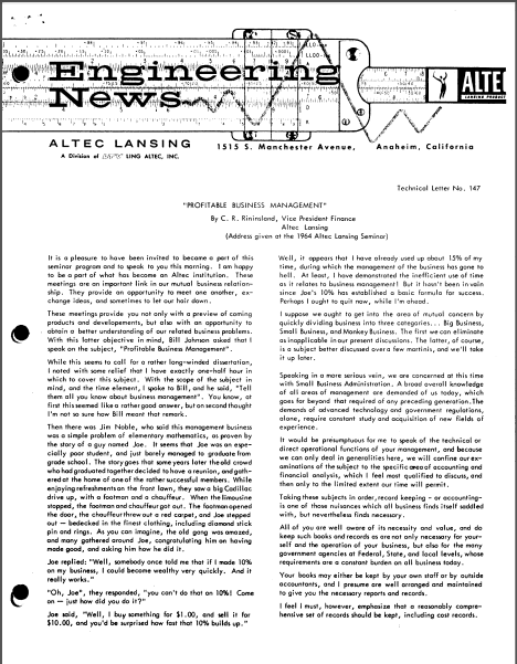 ALTEC TL-147 Business Management Engineering News