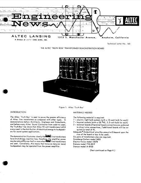 ALTEC TL-165 Instructional Manual