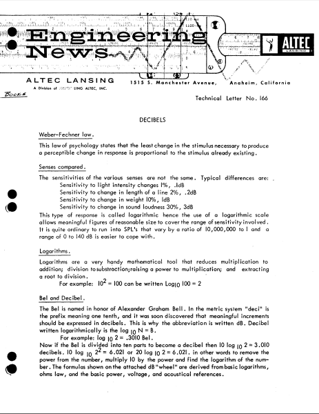 ALTEC TL-166 Instructional Manual