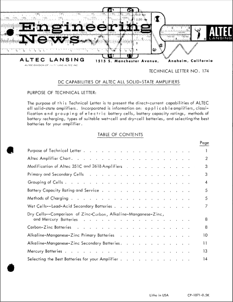 ALTEC LANSING TL-174 Instructional Manual