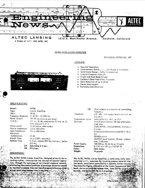 ALTEC LANSING TL-187 Instructional Manual