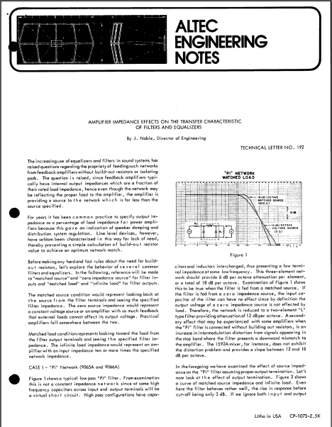 ALTEC LANSING TL-192 Instructional Manual