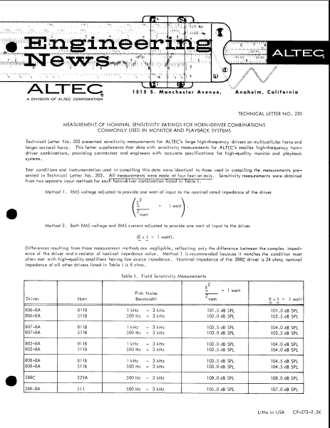 ALTEC LANSING TL-220 Owner's Manual