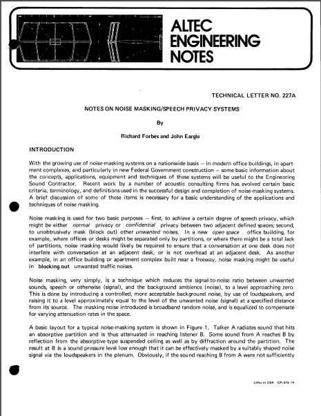 ALTEC LANSING TL-227A Speech Privacy Owner's Manual