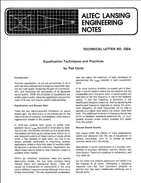 ALTEC LANSING TL-232A Owner's Manual