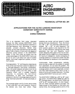 ALTEC LANSING TL-241 Owner's Manual