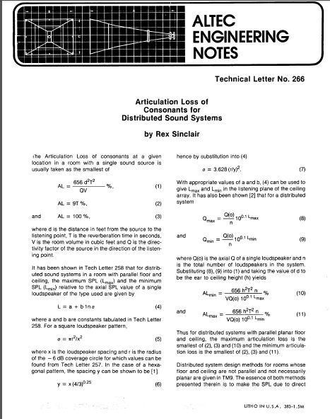 ALTEC LANSING TL-266 Owner's Manual