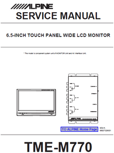 ALPINE TME-M770 6.5" Touch Panel LCD Monitor Service Manual