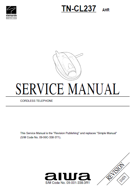 AIWA TN-CL237 AHR Revision Cordless Telephone Service Manual