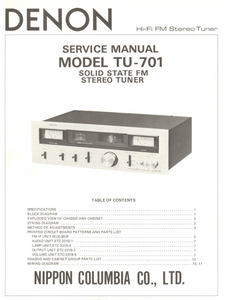 DENON TU-701 Stereo Tunner Service Manual