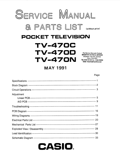 Audio TO Clearcom-TV470C Service Manual