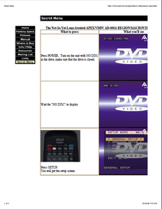 APEX  AD-600A DVD Remote Instruction Manual