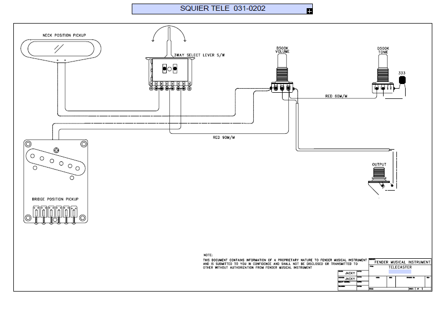 FENDER Squier Tele 031-0202 Schematic