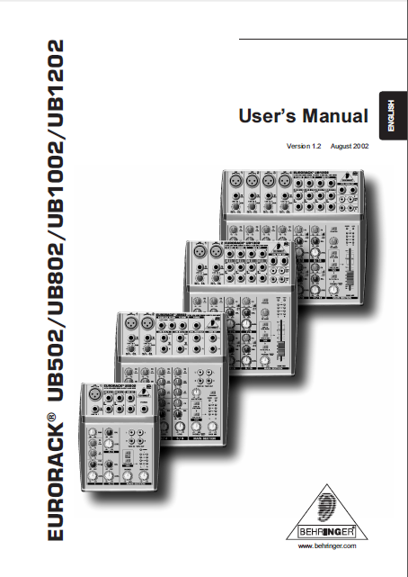 BEHRINGER Europack UB502 User's Manual