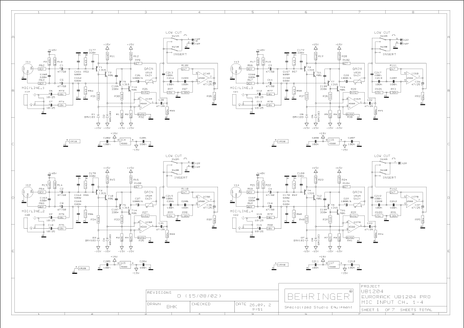 BEHRINGER Europack UB1204 Schematics