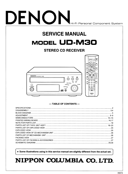 DENON UD-M30 Stereo CD Receiver Service Manual