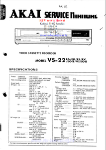 AKAI VS-22 Video Cassette Recorder Schematics