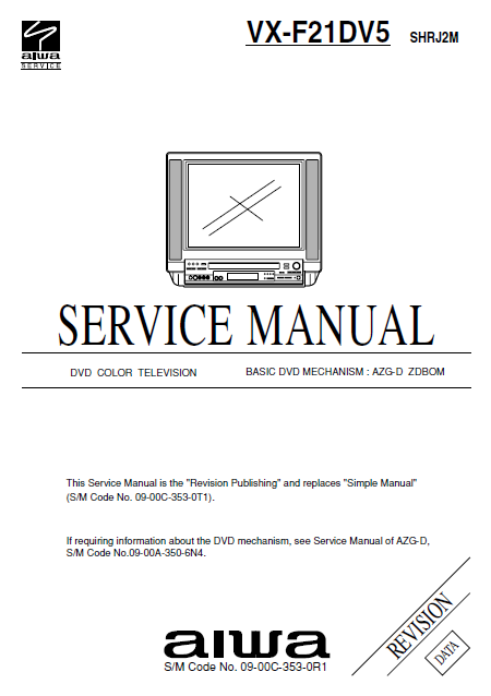 AIWA VX-F21DV5 Revision DVD Color Television Service Manual