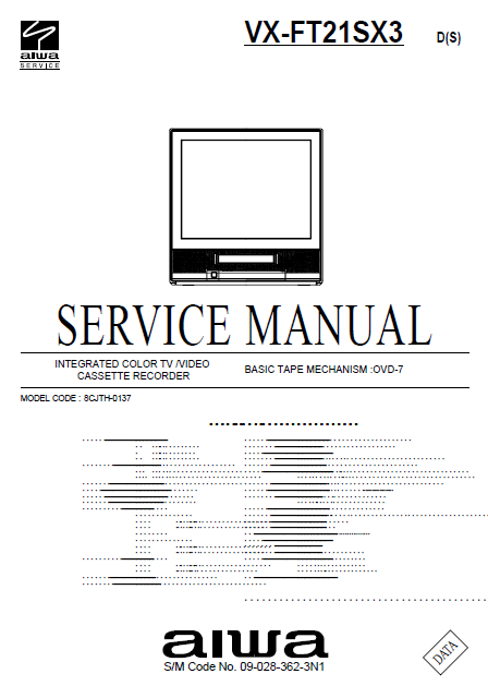 AIWA VX-FT21SX3 Integ Color TV Video Recorder Service Manual