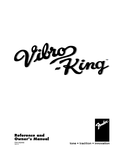 FENDER Vibro-King Reference  Owner's Manual