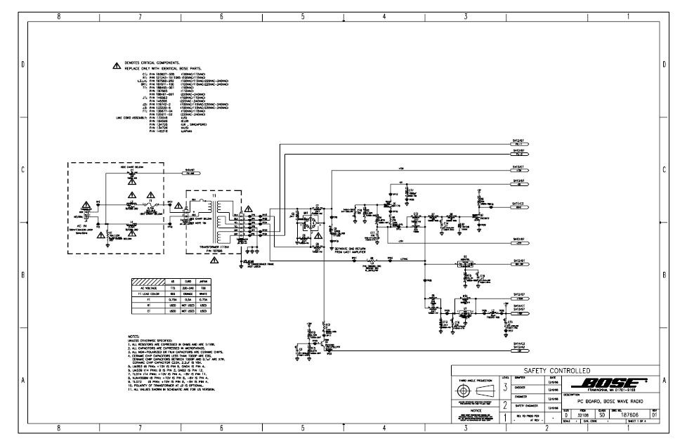 BOSE AW Radio Rev1 Schematics