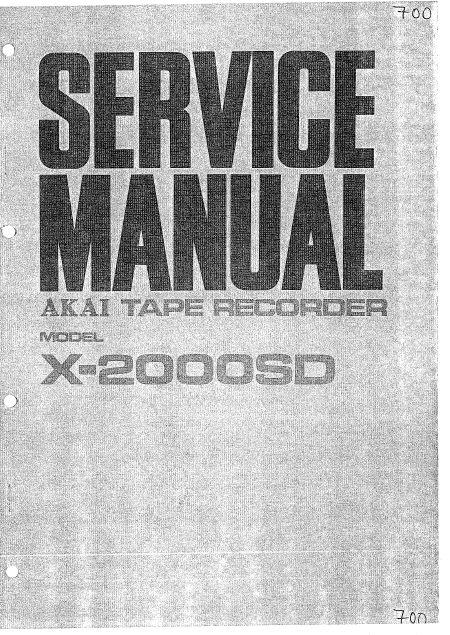 AKAI X-2000SD Tape Recorder Service Manual