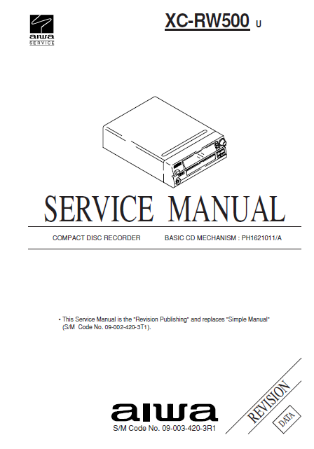 AIWA XC-RW500U Revision Compact Disc Service Manual