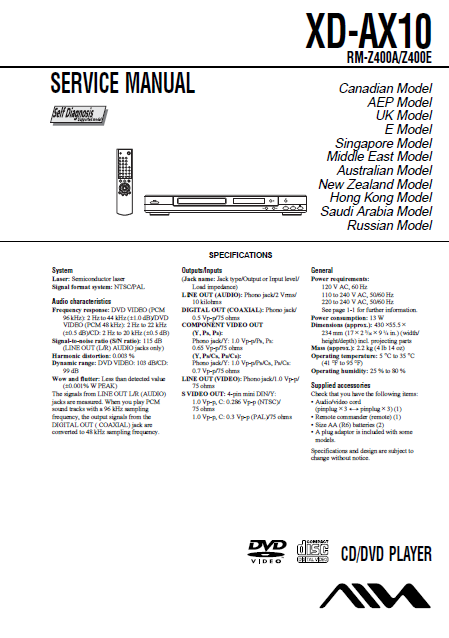 AIWA XD-AX10 Service Manual