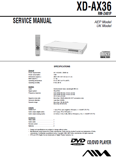 AIWA XD-AX36 Service Manual