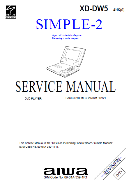 AIWA XD-DW5 AHK-S Simple 2 Service Manual