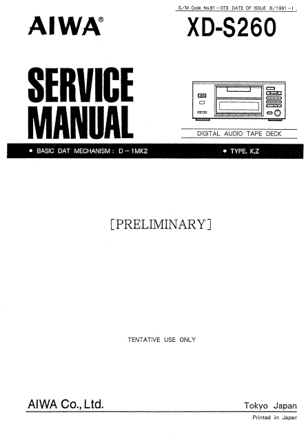 AIWA XD-S260 Preliminary Service Manual