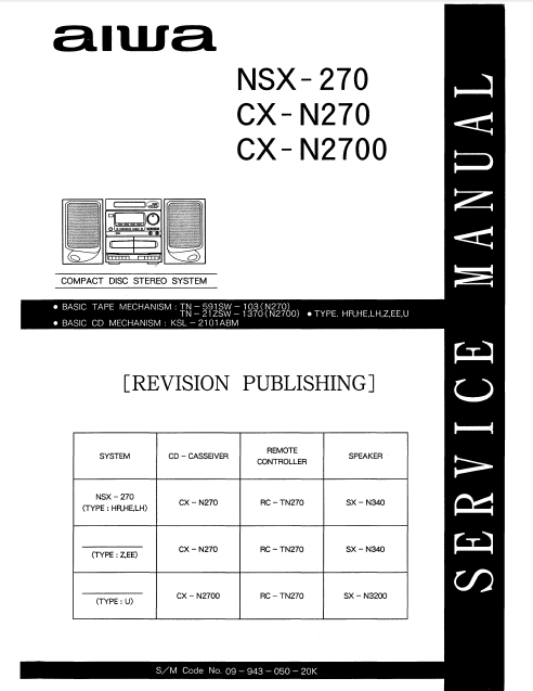 AIWA Compact Disc Stereo System Revision Service Manual