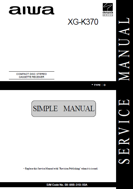 AIWA XG-K370 Compact Disc Service Manual