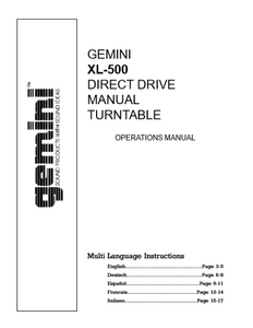 GEMINI Model XL-500 Direct Drive Operations Manual