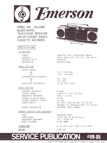 Emerson XLC450A Schematics