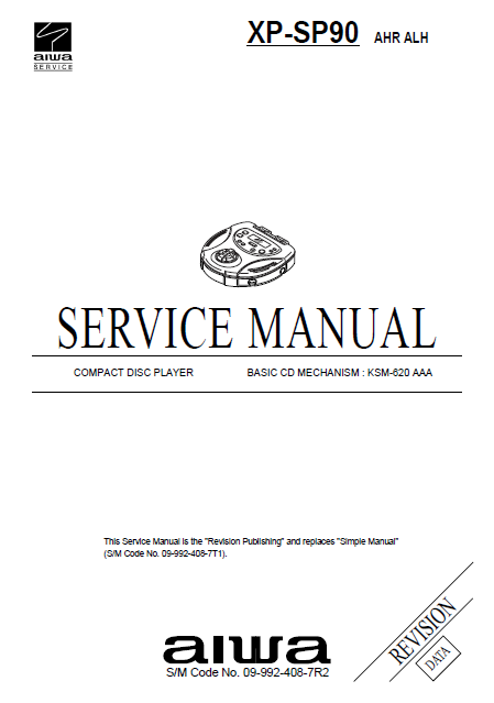 AIWA XP-SP90 Compact Disc Player Revision Manual