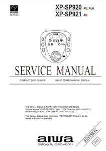 AIWA XP SP920-SP921 CD Player Revision Service  Manual