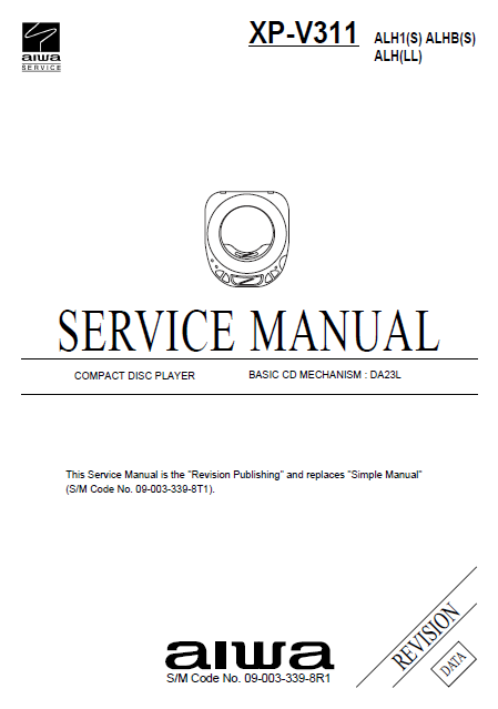 AIWA XP-V311 CD Player Revision Service Manual