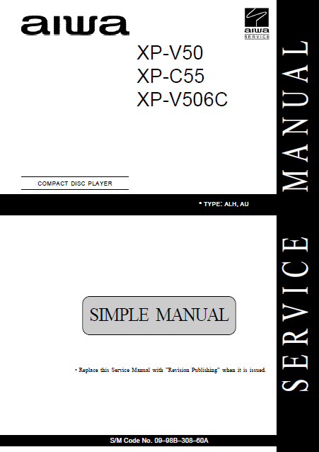 AIWA XP-V50 Compact Disc Player Simple Manual