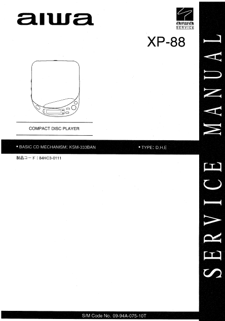 AIWA XP-88 Compact Disc Player Service Manual