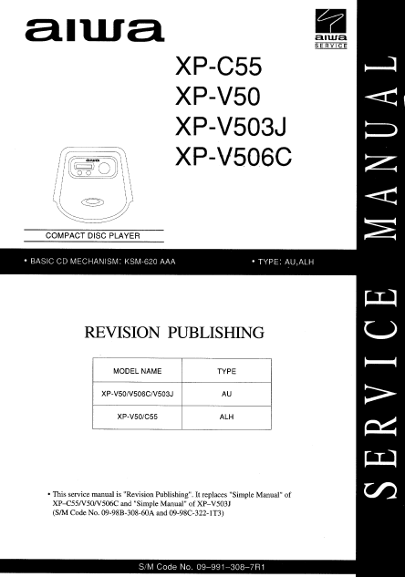 AIWA XP-C55 Compact Disc Player Revision Service Manual