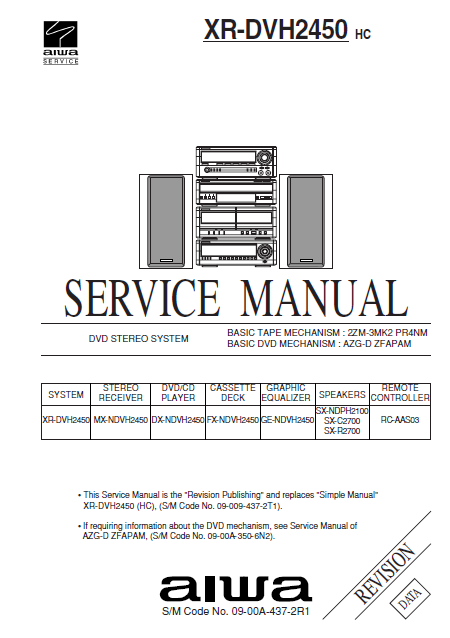 AIWA XR DVH2450 DVD Stereo System Revision Service Manual