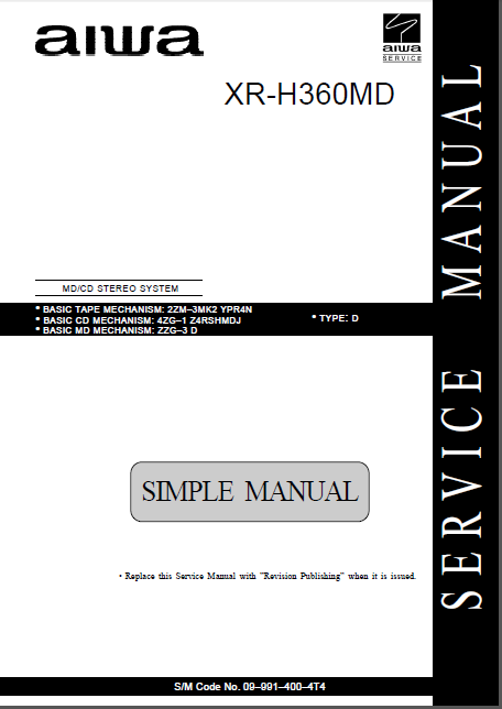 ACCUPHASE THRU ALTO XR-H360MD Service Manual