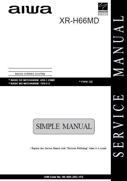 AIWA XR-H66MD CD Stereo System Simple Service Manual