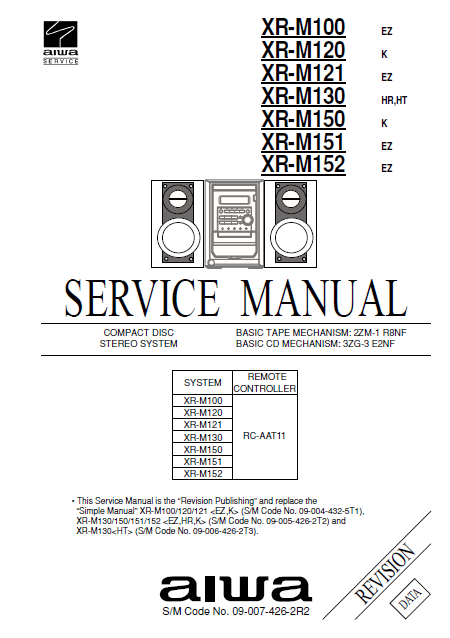 AIWA XR-M100 CD Stereo System Revision Service Manual