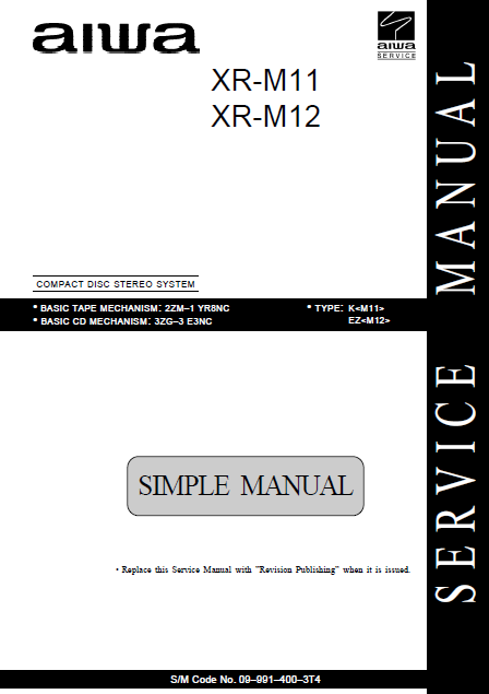 AIWA XR M11-M12 Stereo System Simple Service Manual