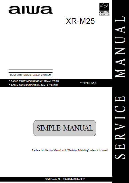 AIWA XR-M25 CD Stereo System Simple Service Manual